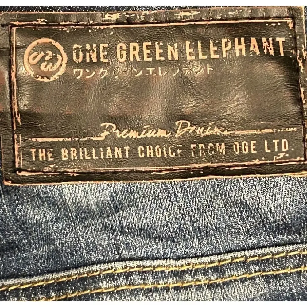 One Green Elephant Kosai Slim Jeans Women's Medium 30x32 Distressed Whiskering